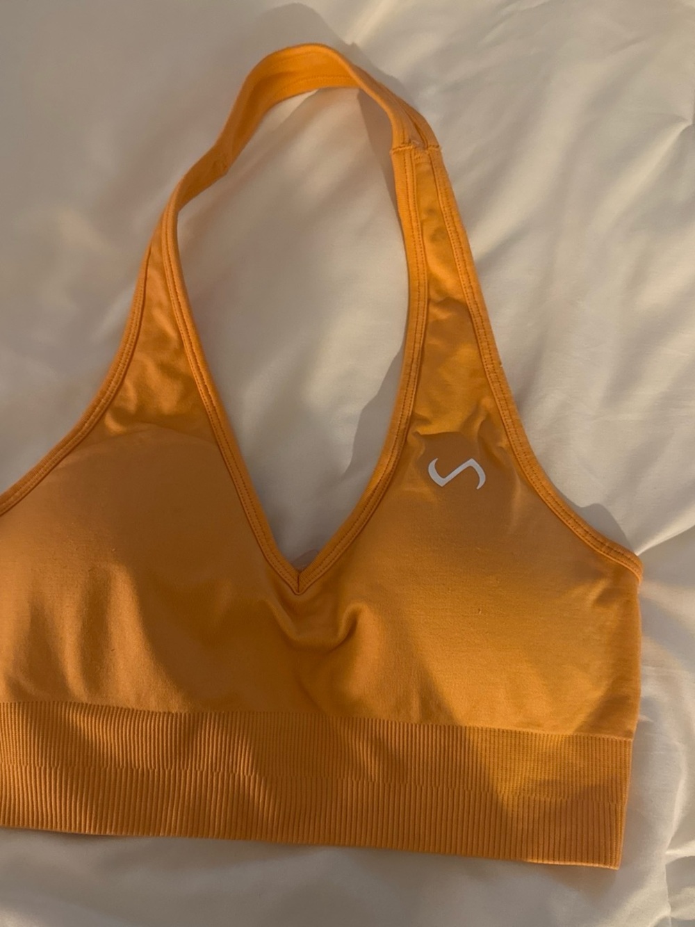 Racerback V-Neck Sports Bra in Orange - Performance Support